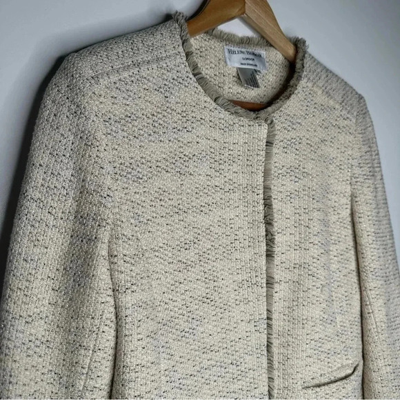 Helene Berman London Cream Tweed Fringe Blazer Size Medium - Picture 3 of 13